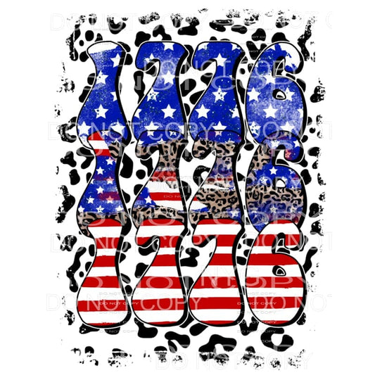 1776 1776 1776 Stacked Leopard Flag Stars Stripes 4th Of 