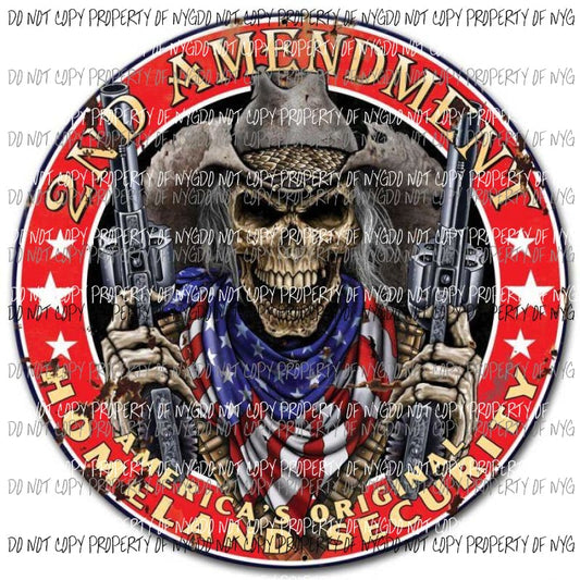2nd Amendment Homeland Security skeleton guns flag Sublimation transfers Heat Transfer