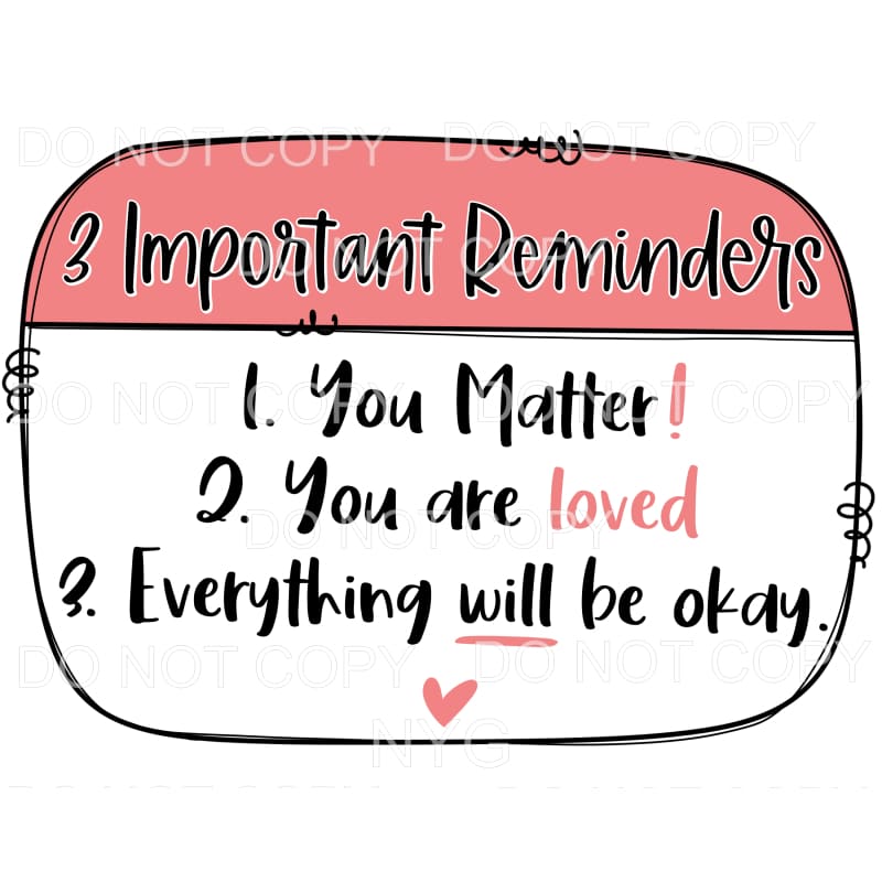 3 Important Reminders You Matter Sublimation transfers - 