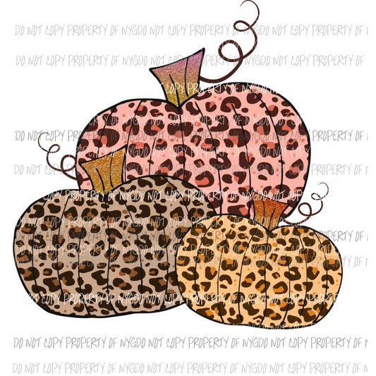 3 leopard pumpkins # 3 Sublimation transfers Heat Transfer