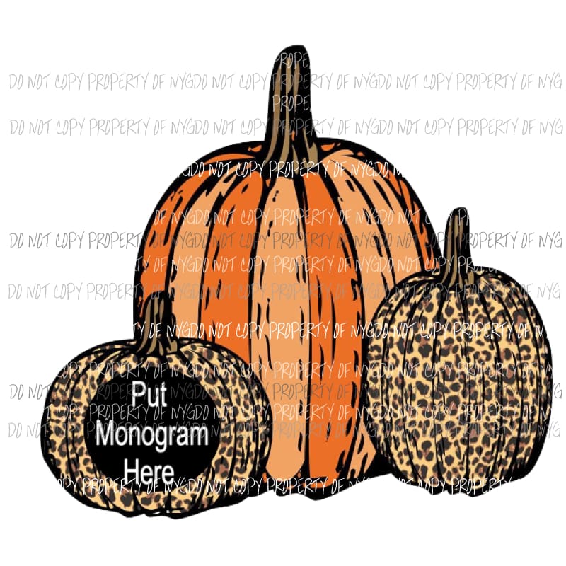 3 pumpkins monogram Sublimation transfers Heat Transfer