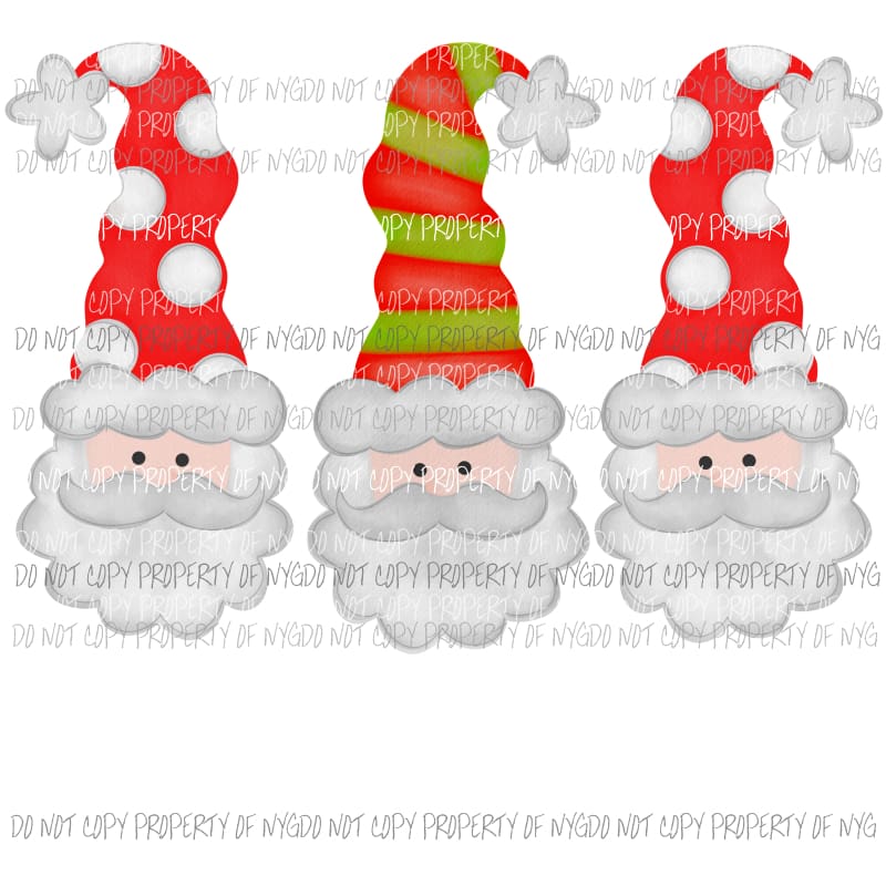 3 santas Sublimation transfers Heat Transfer
