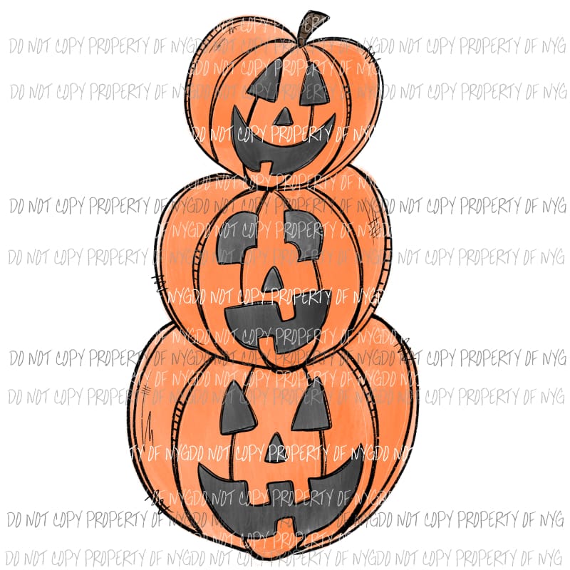 3 stacking jack o lanterns Halloween Fall Sublimation transfers Heat Transfer