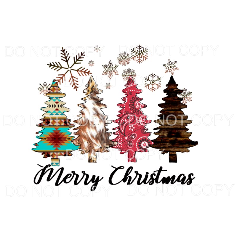 4 trees merry Christmas cowhide wood# 8 Sublimation 