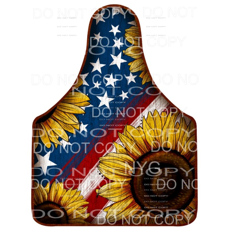 4th Of July Cow Tag Sunflowers Flag #2141 Sublimation 