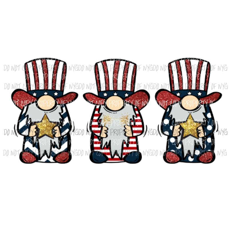 4th of july gnomes Sublimation transfers Heat Transfer