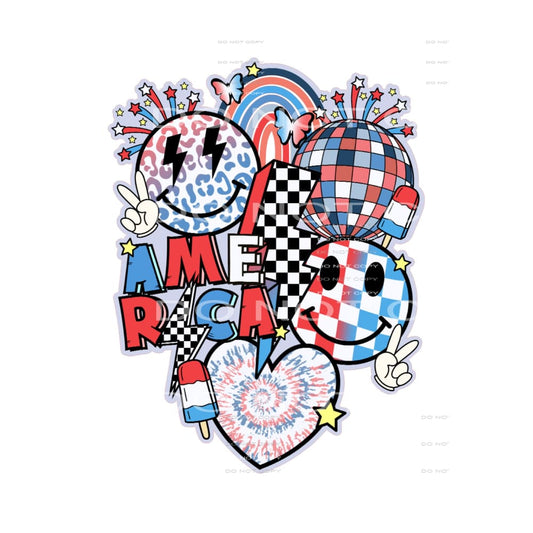 4th Of July Smiley #4586 Sublimation transfers - Heat