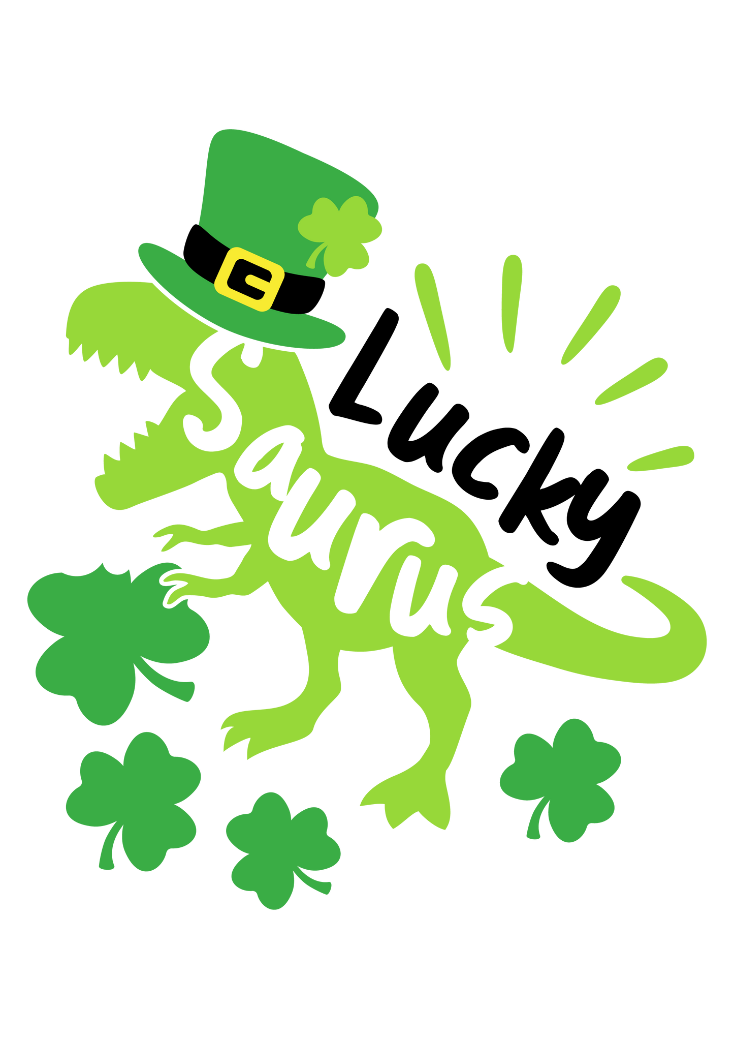 Lucky Saurus dinosaur green shamrocks hat Sublimation transfers