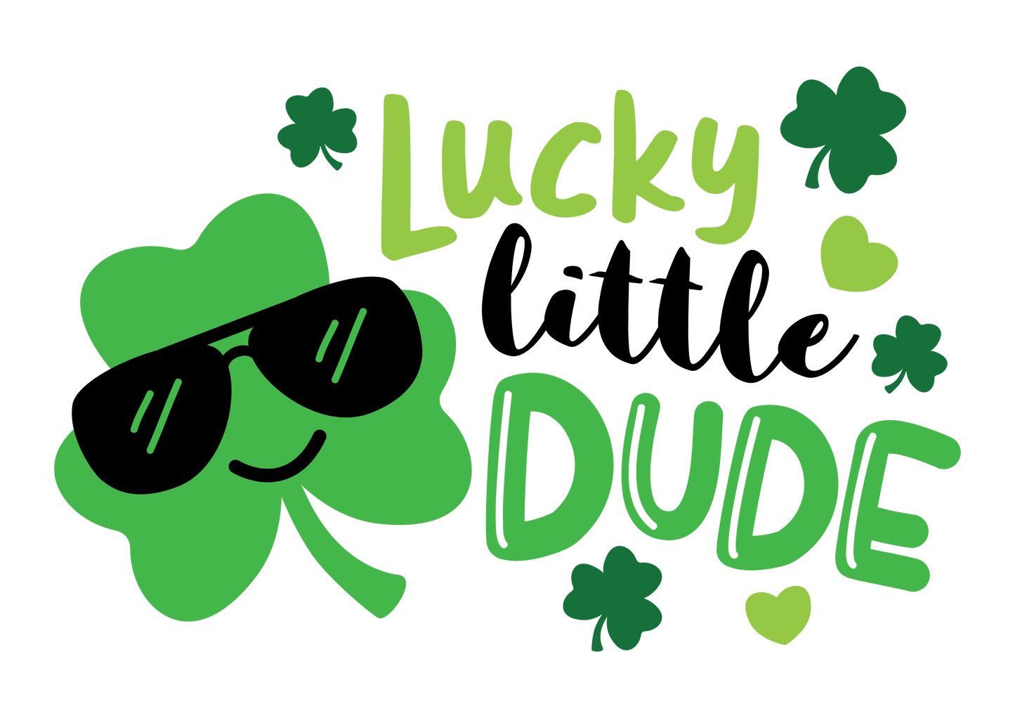 Lucky Little Dude shamrock with glasses Sublimation transfers