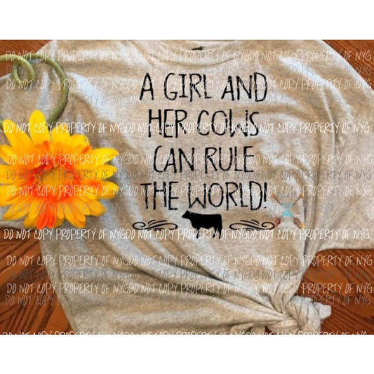 A girl and her cow sublimation transfer Heat Transfer