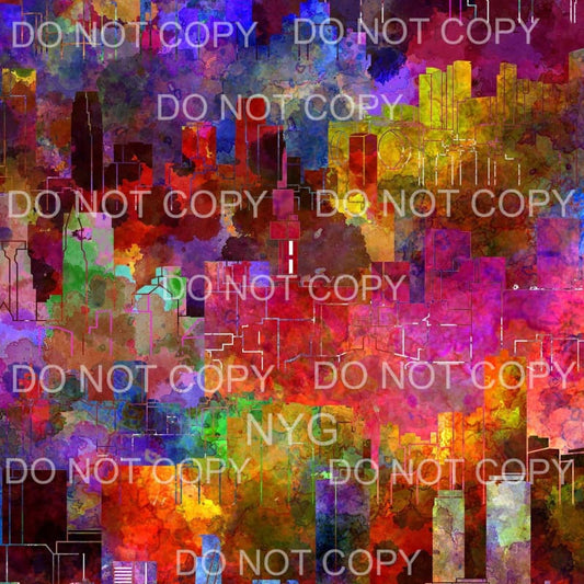 Abstract Buildings Multi Colored Watercolor Sheet 