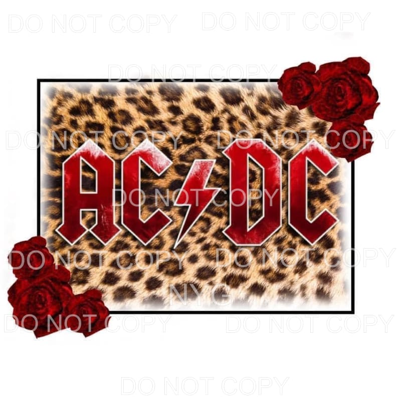 AC DC Red Roses Leopard Background Sublimation transfers - 