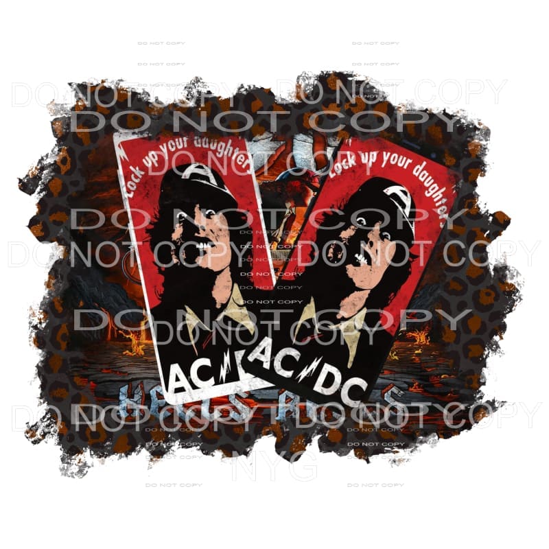 ACDC Hell Bells orange leopard frame Sublimation transfers -