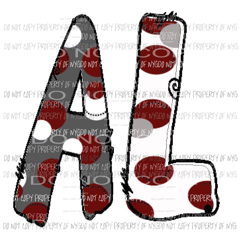 AL Alabama Dots word Sublimation transfers Heat Transfer