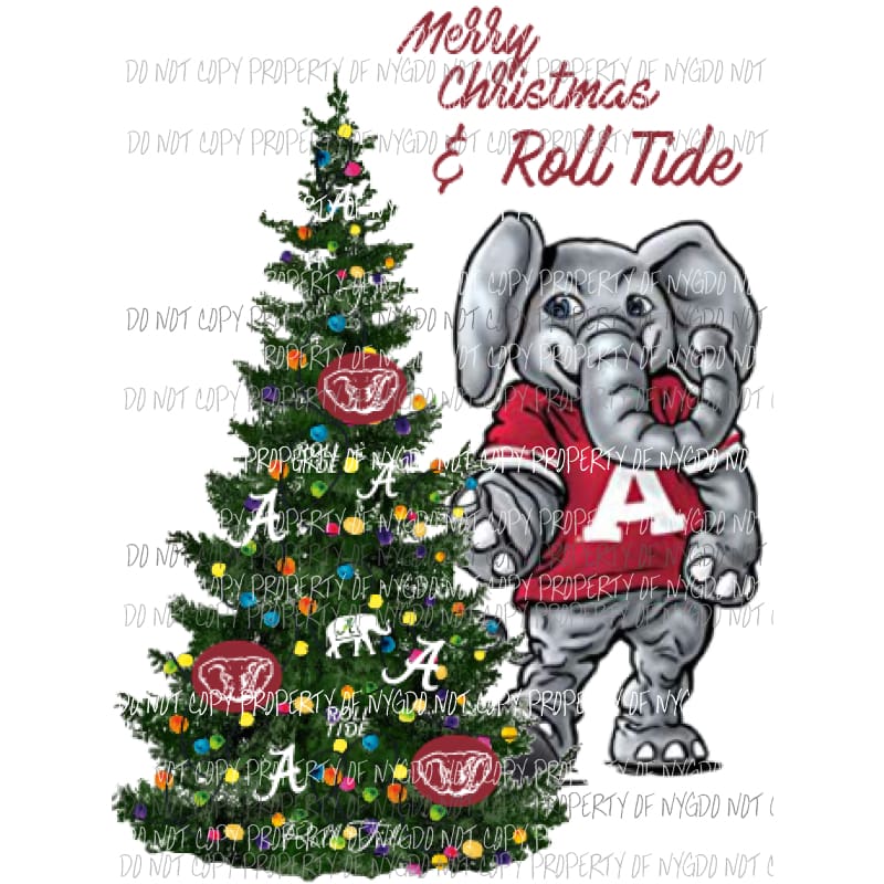 Alabama Christmas tree - elephant Big Al Sublimation transfers Heat Transfer