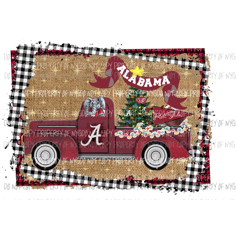 Alabama Christmas Truck FRAMED Sublimation transfers Heat Transfer