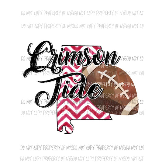 Alabama Crimson Tide football chevron state Sublimation transfers Heat Transfer
