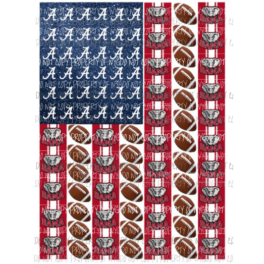 Alabama Flag Football Sublimation transfers Heat Transfer