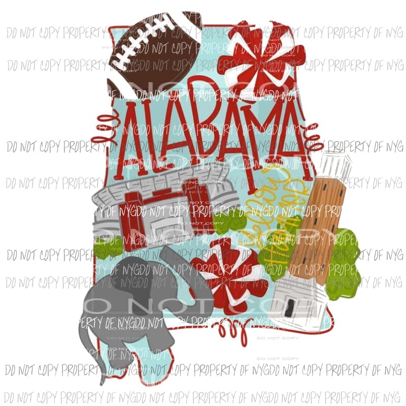 Alabama hand Drawn #2 Sublimation transfers Heat Transfer