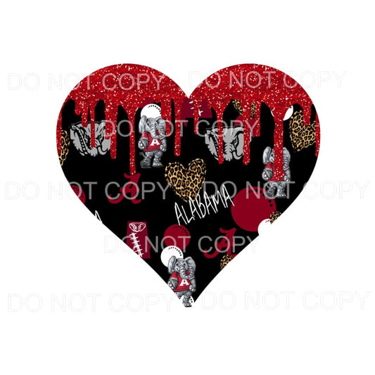 Alabama Heart Red Glitter Drip Sooners Football Sublimation 