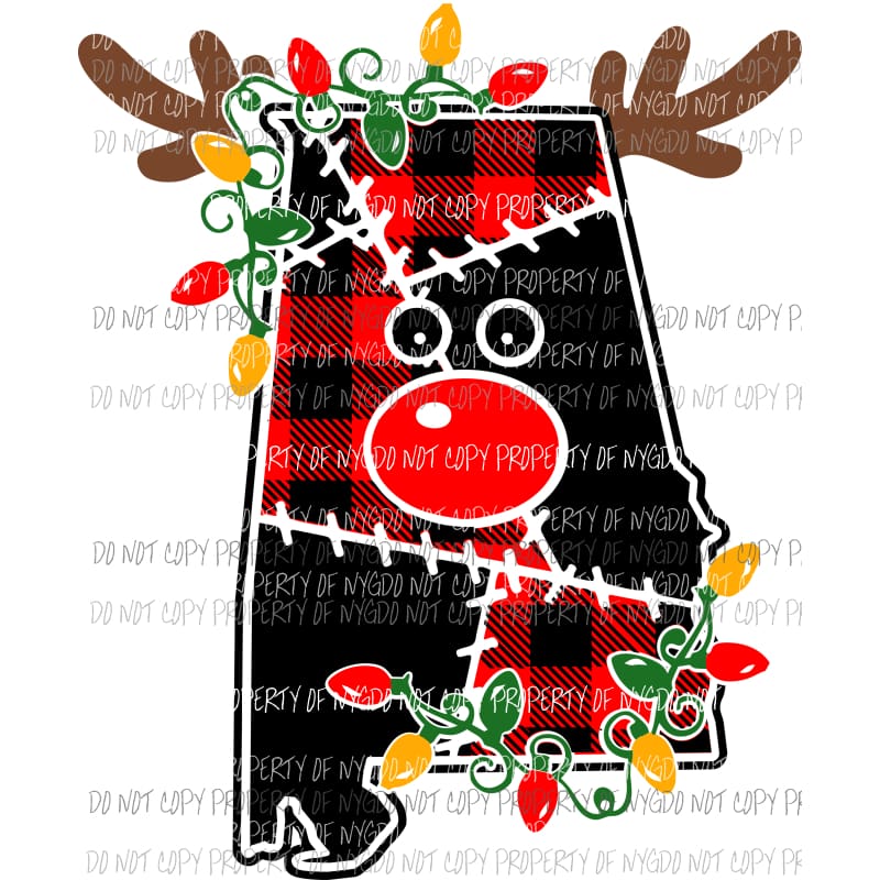 Alabama Patchwork reindeer Sublimation transfers Heat Transfer