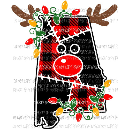 Alabama Patchwork reindeer Sublimation transfers Heat Transfer