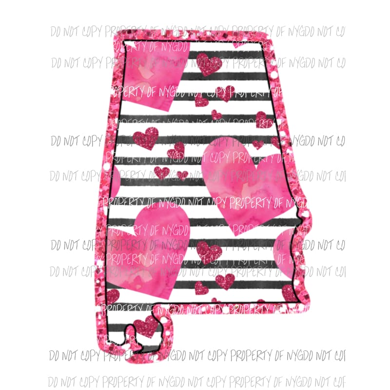 Alabama pink heart black stripes Sublimation transfers Heat Transfer
