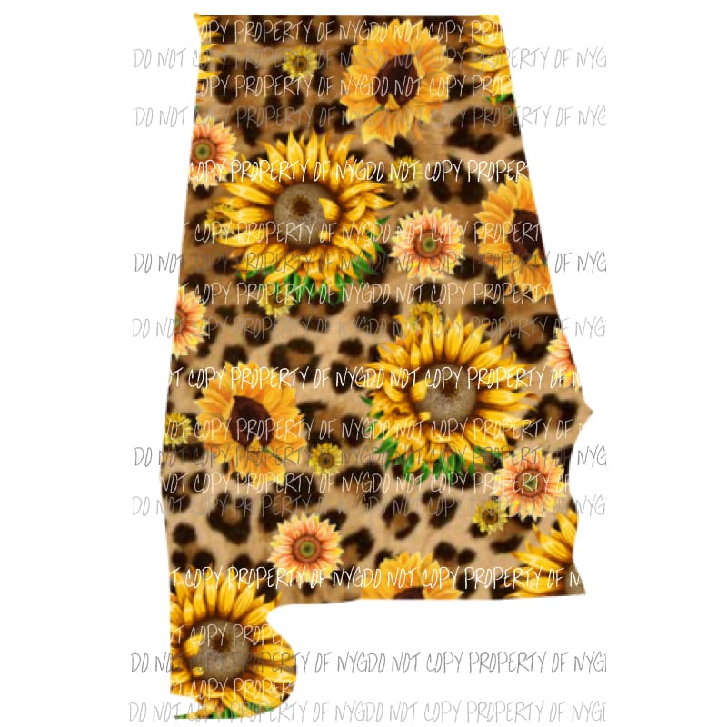Alabama Sunflower Leopard - ALL STATES ARE AVAILABLE Sublimation transfers Heat Transfer
