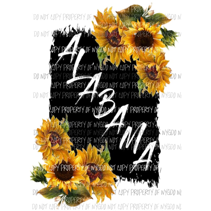 Alabama Sunflower Sublimation transfers Heat Transfer