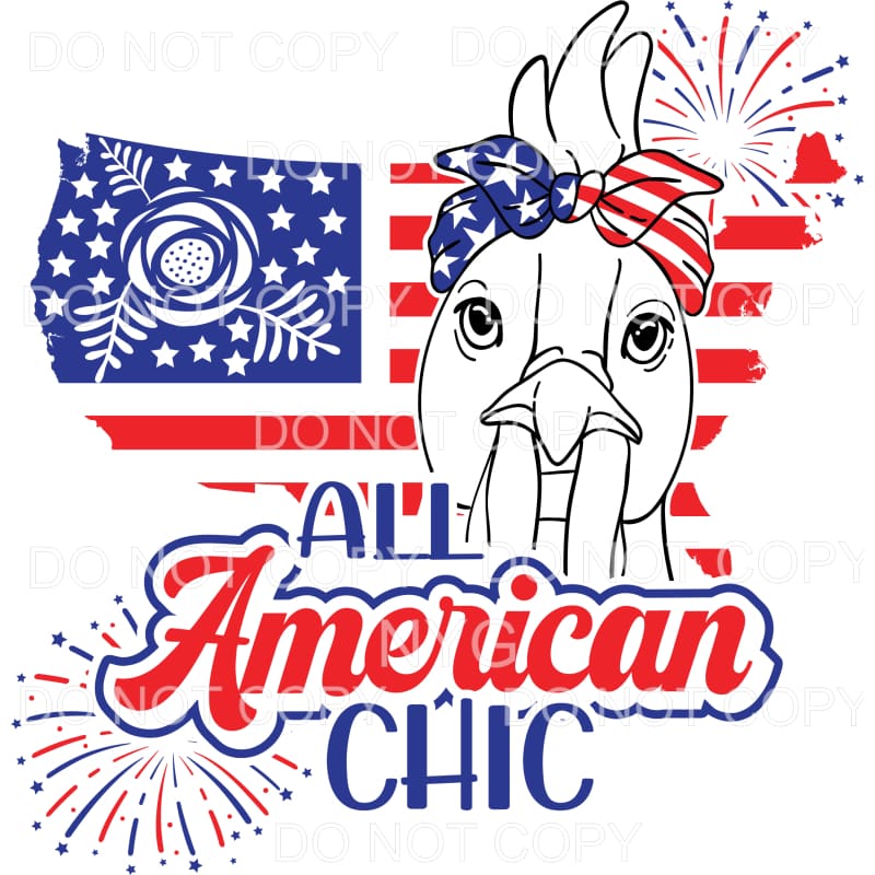 All American Chic Chicken Headwrap Red White Blue USA 