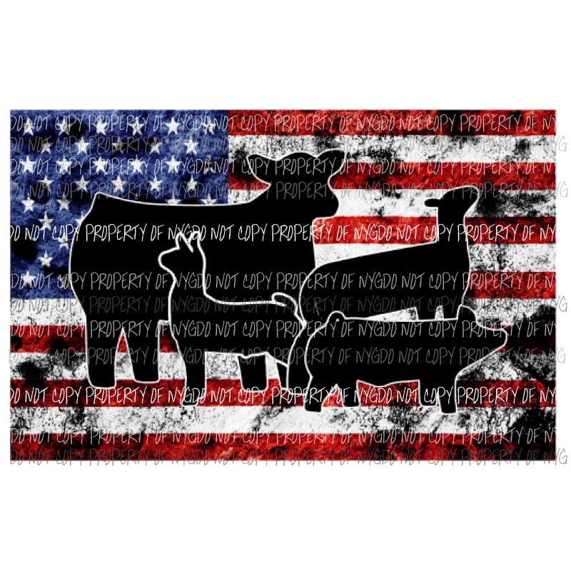 All Animals Live stock show flag Sublimation transfers Heat Transfer