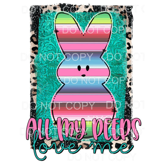 All My Peeps Love Me Serape Bunny Leather Embossed Leopard 
