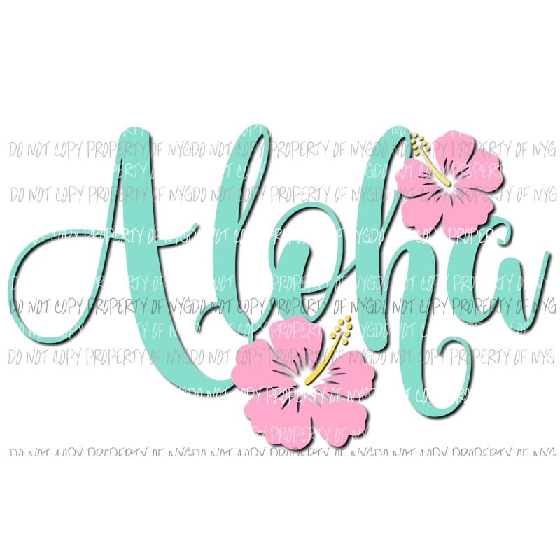 ALOHA blue pink hawaii Sublimation transfers Heat Transfer