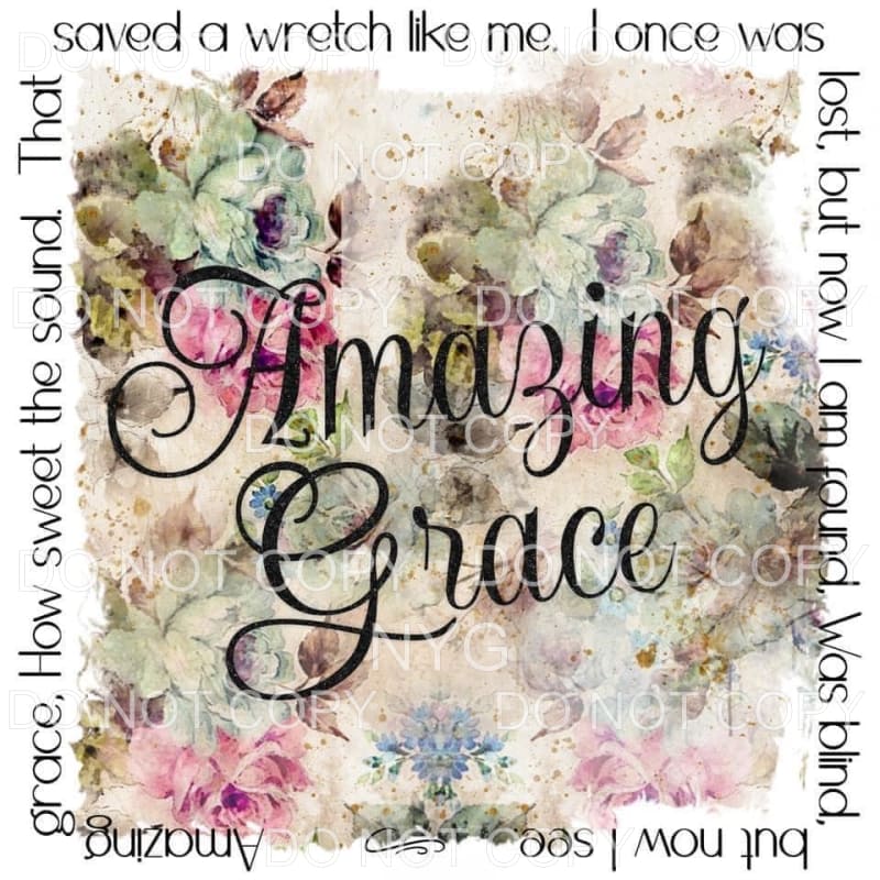 Amazing Gracing Song Lyrics Border Floral Background #1753 