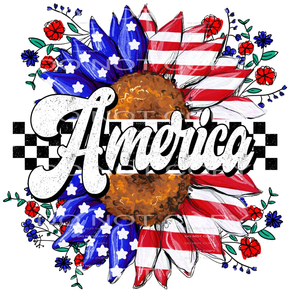 America flower # 518 Sublimation transfers - Heat Transfer