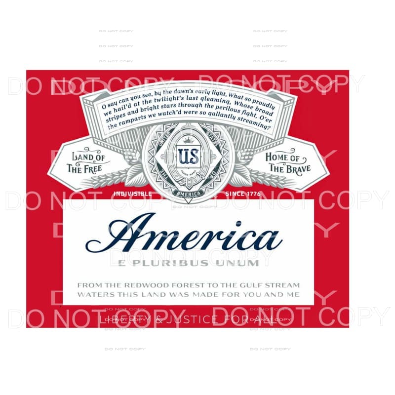 America land of the free bud label Sublimation transfers - 