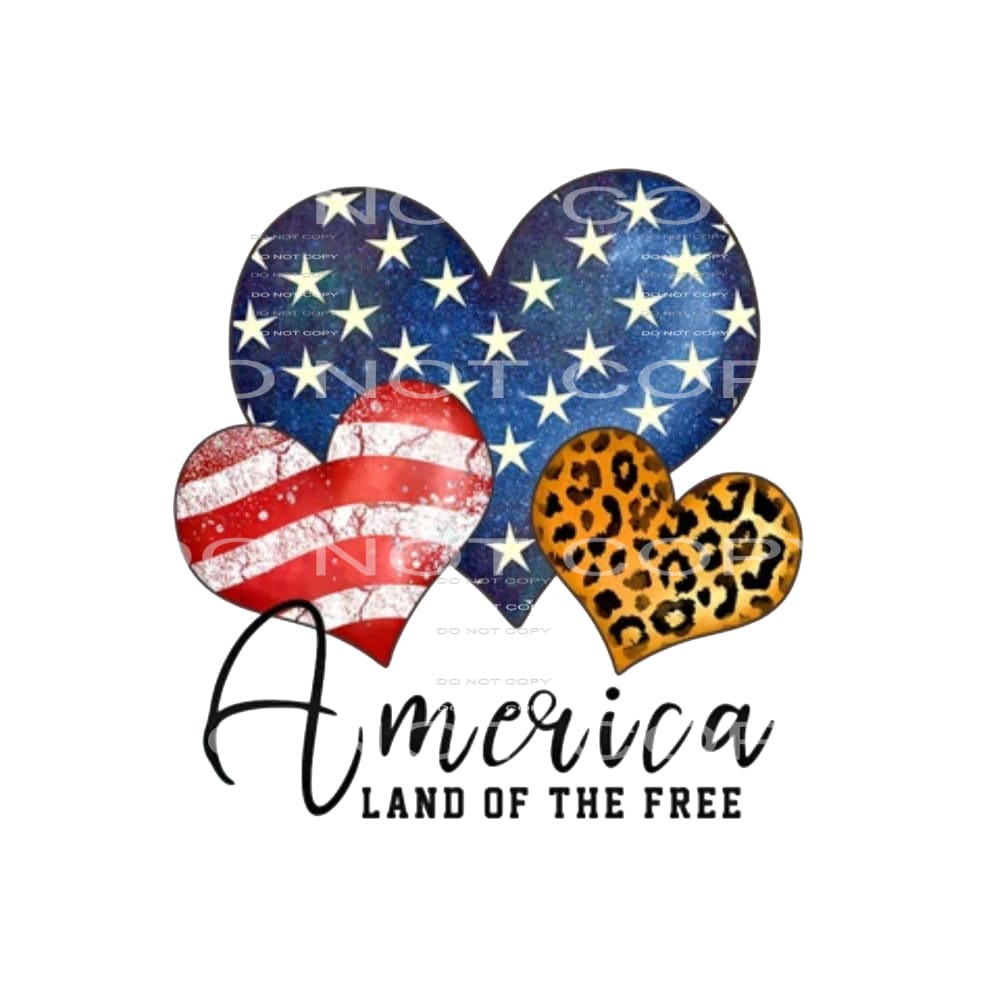 America land of the free hearts #6371 Sublimation transfers 