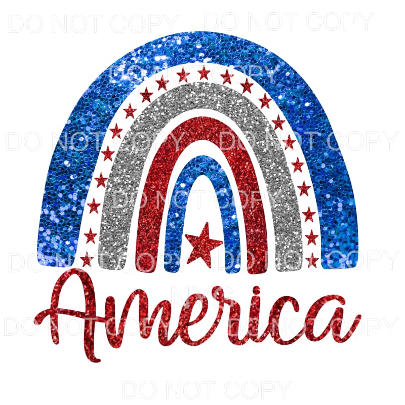 America Rainbow Glitter 4th of July USA Sublimation 