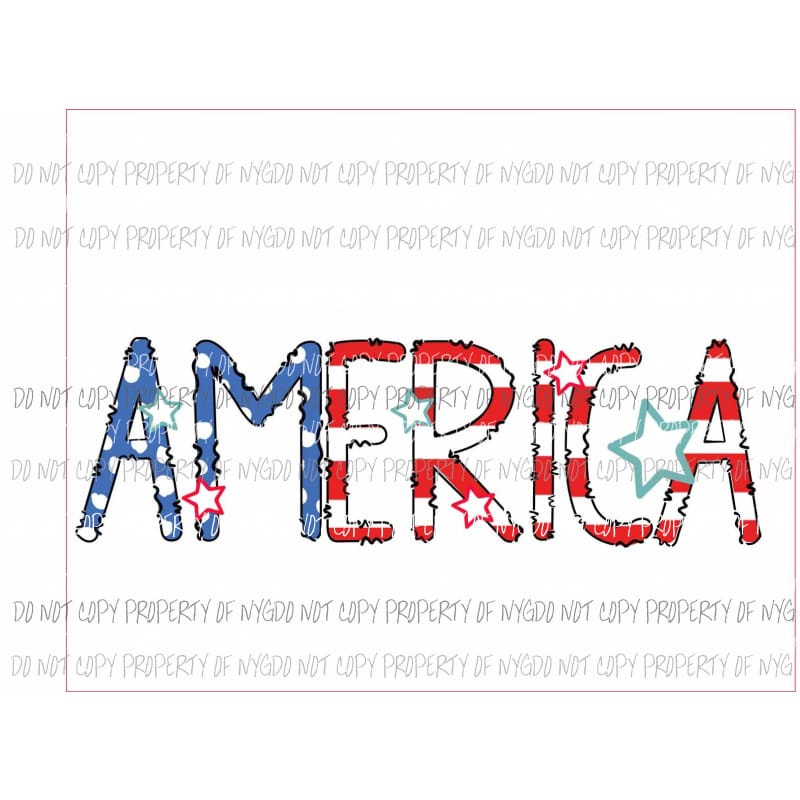 AMERICA red white blue flag stars Sublimation transfers Heat Transfer
