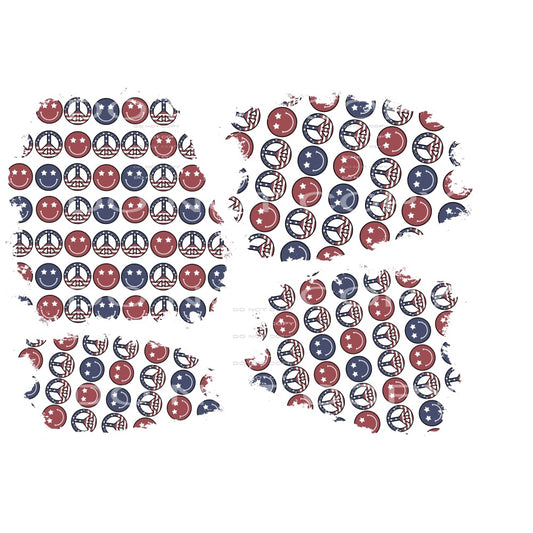 America smile face and peace sign patches # 12084 