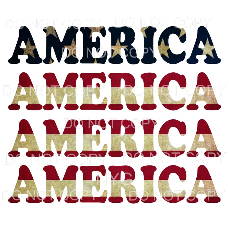 America Stacked Red White Blue Sublimation transfers - Heat 