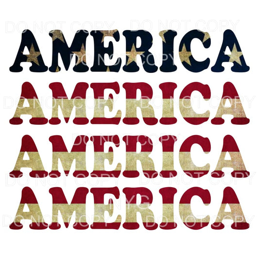 America Stacked Red White Blue Sublimation transfers - Heat 