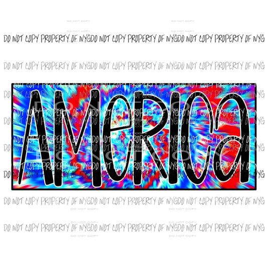 AMERICA tie dye red white blue Sublimation transfers Heat Transfer