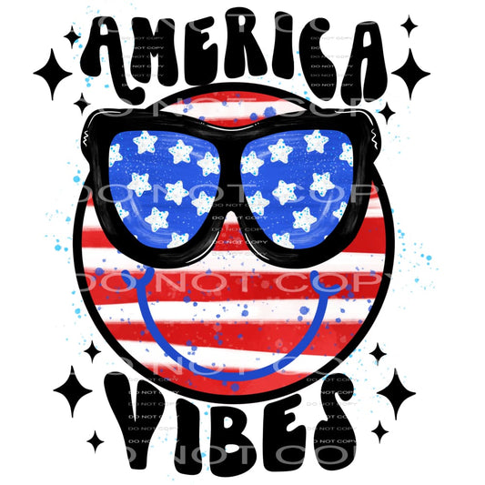 America vibes smile #6383 Sublimation transfers - Heat 