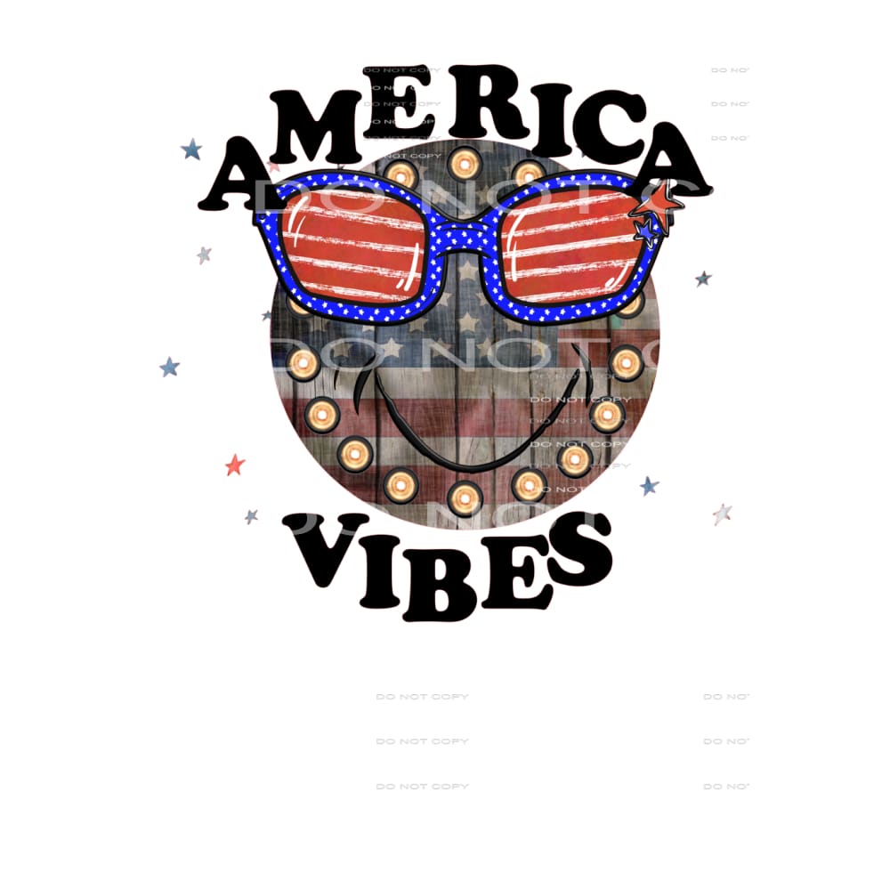 America vibes smiley face #6594 Sublimation transfers - Heat