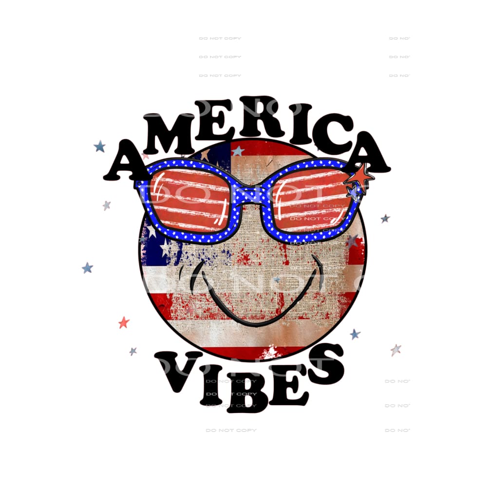 America vibes smiley face #6595 Sublimation transfers - Heat