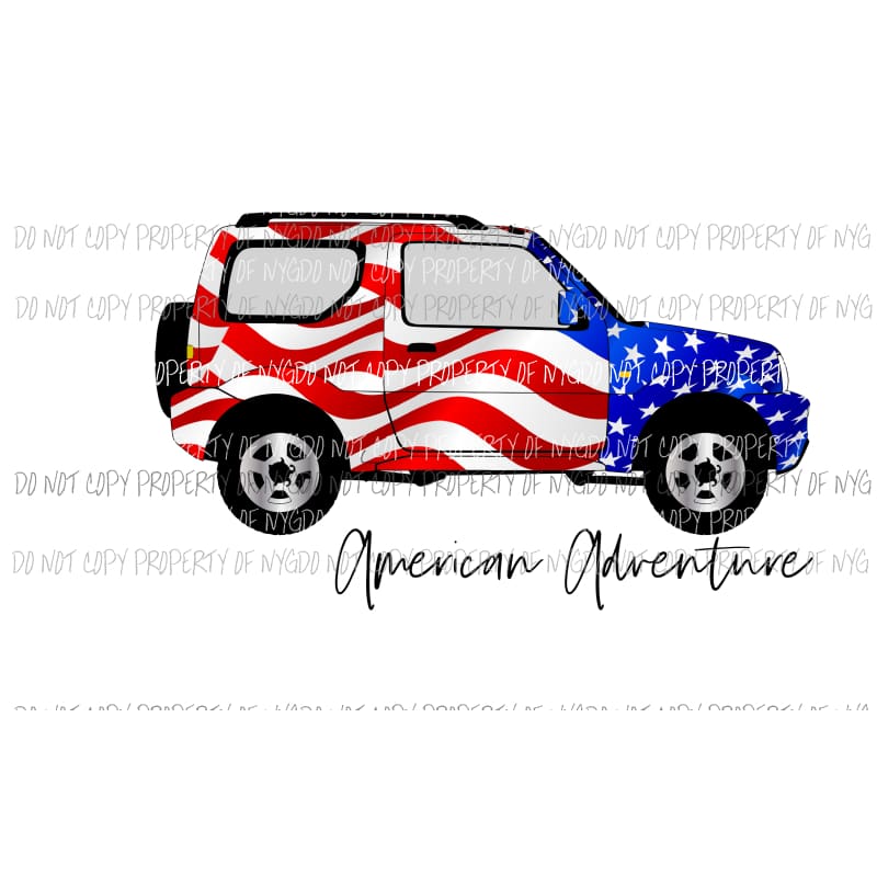 American Adventure Car Sublimation transfers Heat Transfer