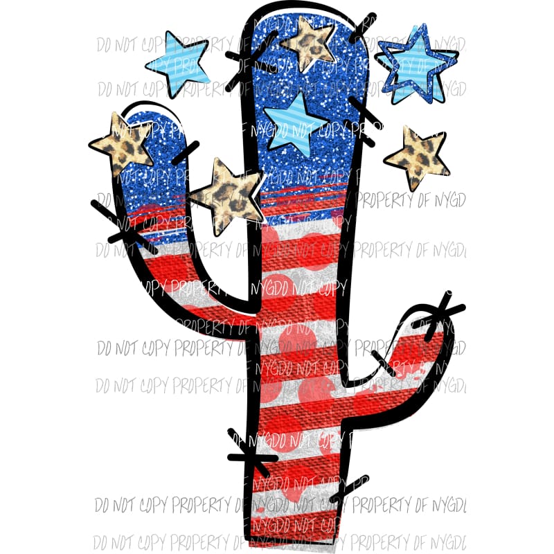 American Flag Cactus Sublimation transfers Heat Transfer