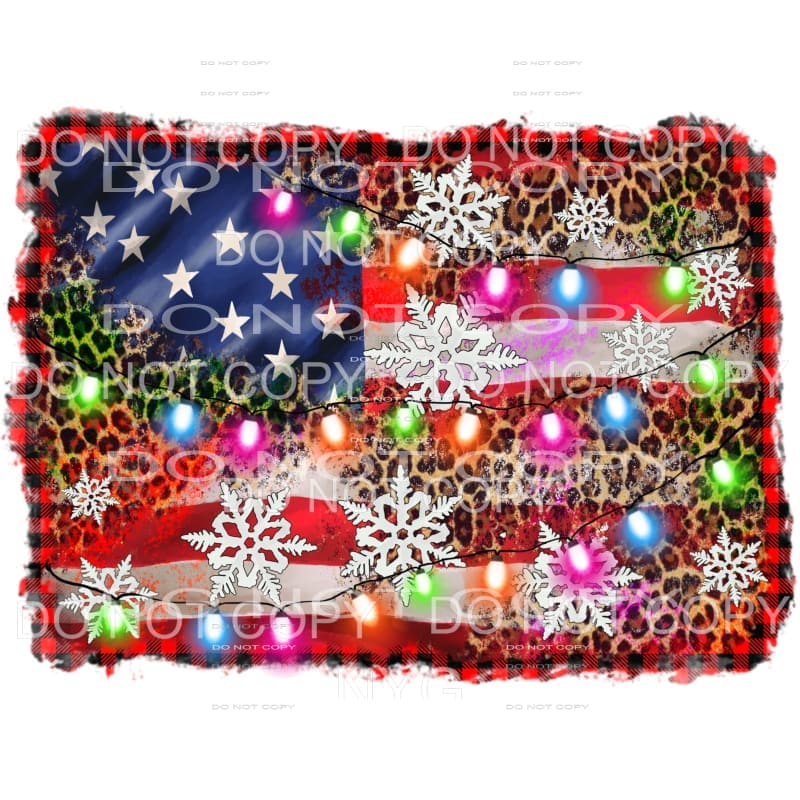 American Flag Christmas Lights Leopard Snowflakes Red Plaid 