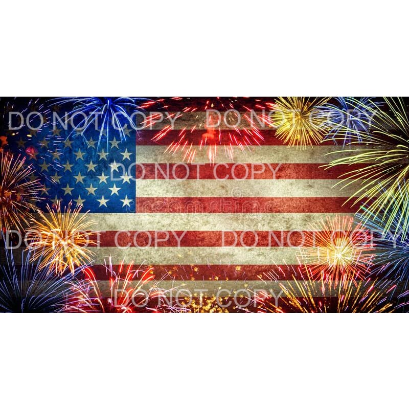 American Flag Colorful Fireworks Sheet Sublimation transfers